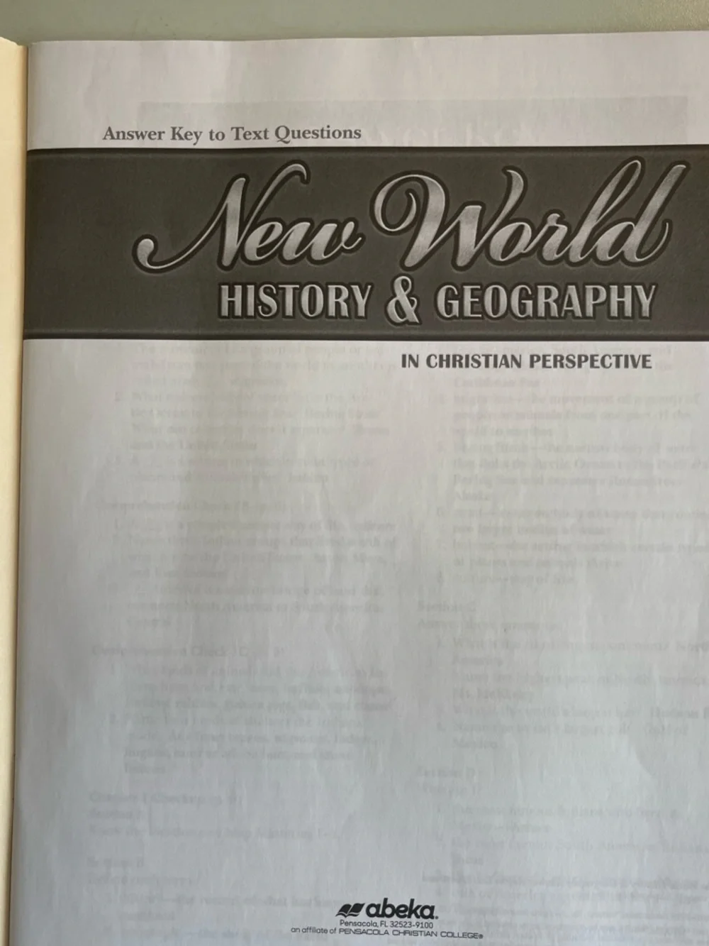 New World History & Geography Teachers Answer Key- Cream and Gray